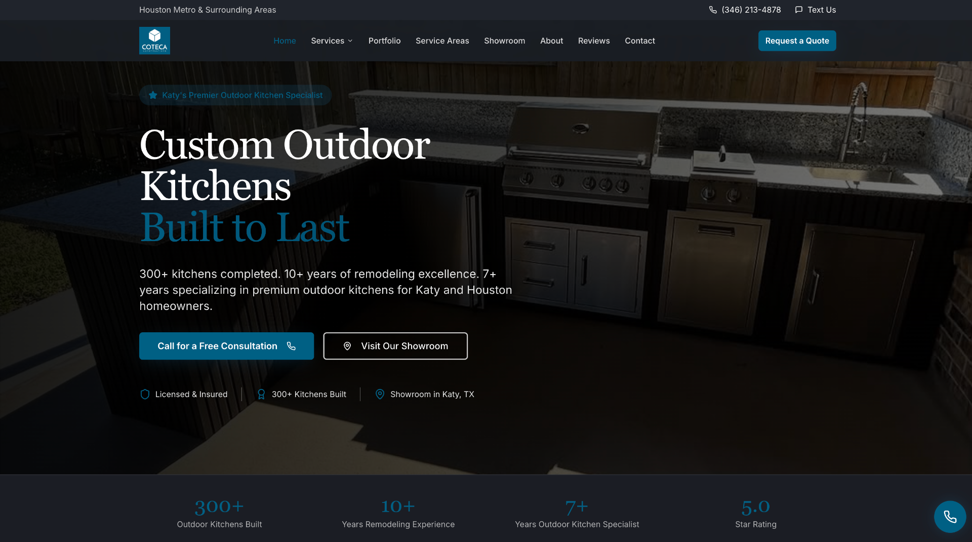 Coteca Construction website screenshot
