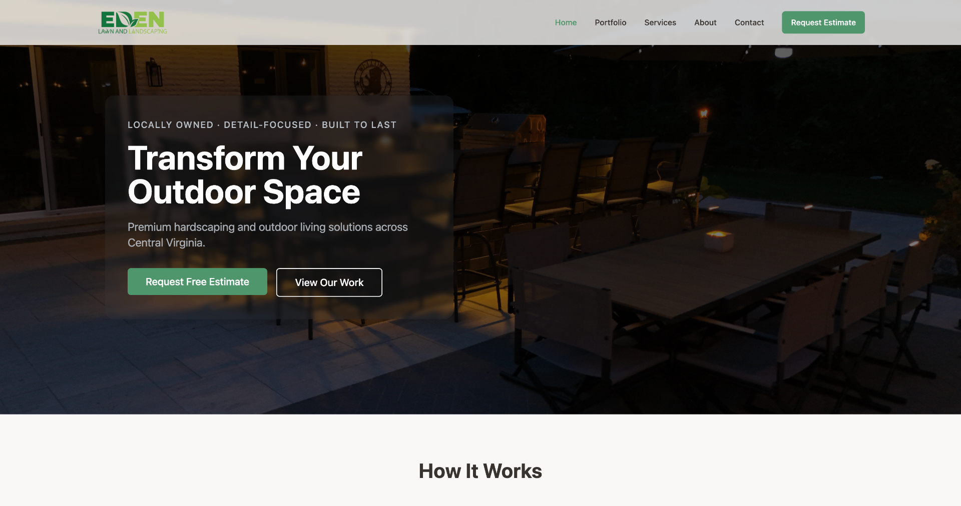Eden Hardscapes website screenshot